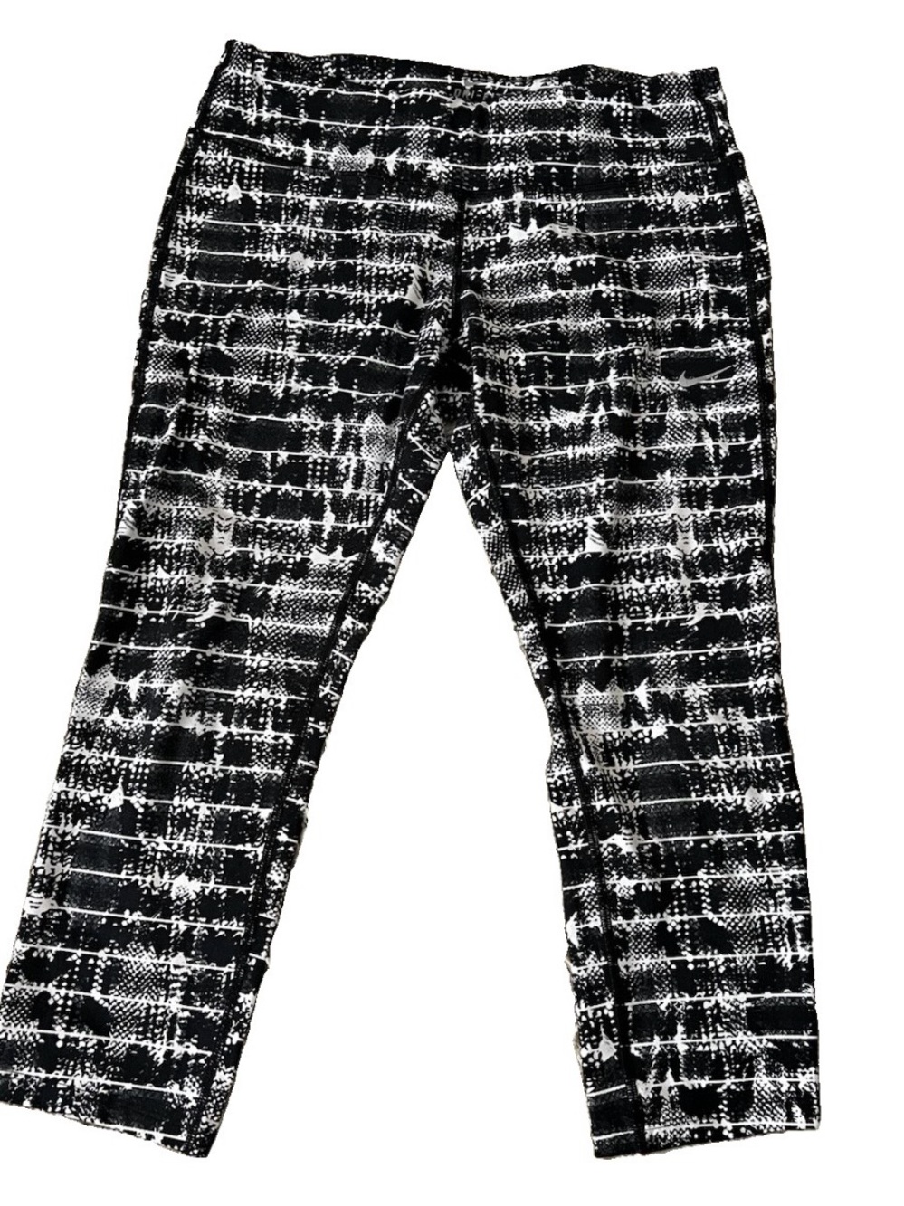 Nike Dri-Fit Running Women’s Black & White Abstract Crop Leggings Size L